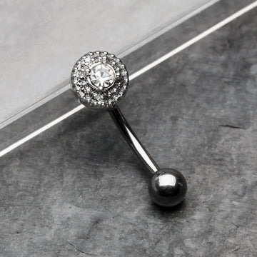 Detail View 1 of Grand Sparkle Gem Eyebrow Curved Barbell Ring-Clear Gem